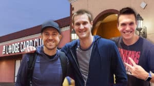 doug polk brad owen and andrew neeme in front of the lodge card club